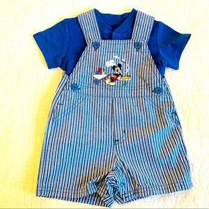 Disney Baby Shirt + Short Overall Set 0-3 Mo. NWOT